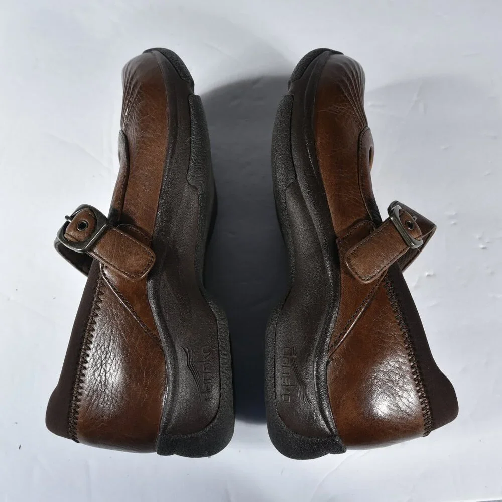 Dansko Kitty Brown Mary Jane Clogs size 38 excellent - Picture 4 of 5